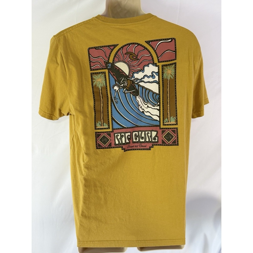 Rip Curl Shred Till Dead 1969 Mens Large Beach Surf Skulls Standard Fit Beach